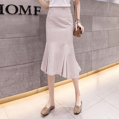 Стилна дамска пола с лъскави частици 