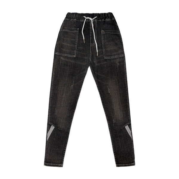 Alkalmi női farmer fűzős és zsebes