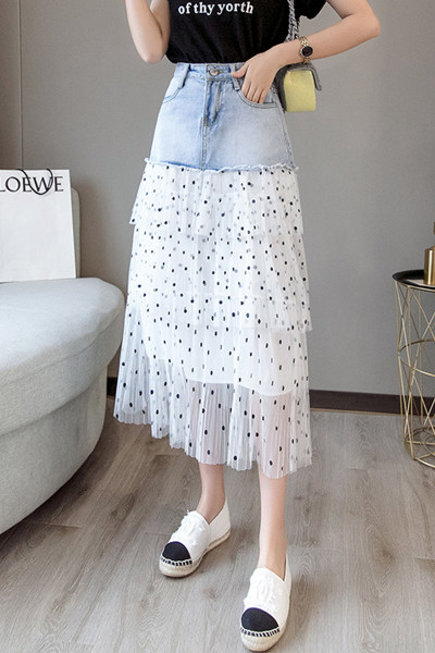 Ikdienas sieviešu gari svārki ar augstu vidukli un kabatām