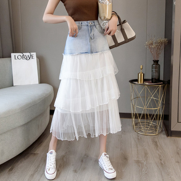 Ikdienas sieviešu gari svārki ar augstu vidukli un kabatām