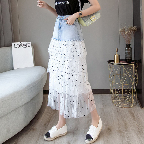 Ikdienas sieviešu gari svārki ar augstu vidukli un kabatām