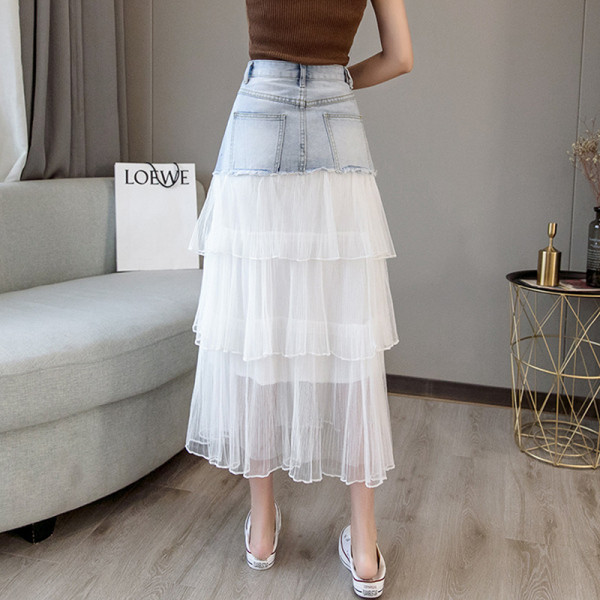 Ikdienas sieviešu gari svārki ar augstu vidukli un kabatām