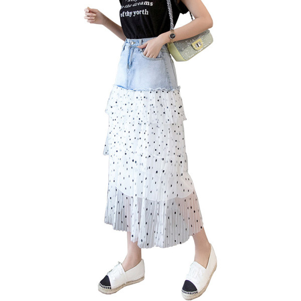 Ikdienas sieviešu gari svārki ar augstu vidukli un kabatām