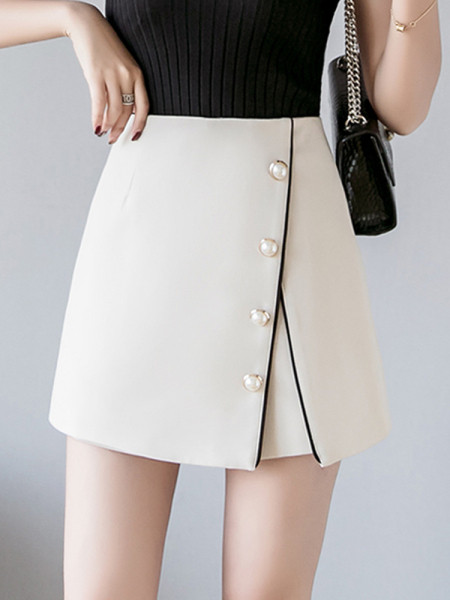 Fusta-pantaloni moderni de dama cu talie inalta si nasturi