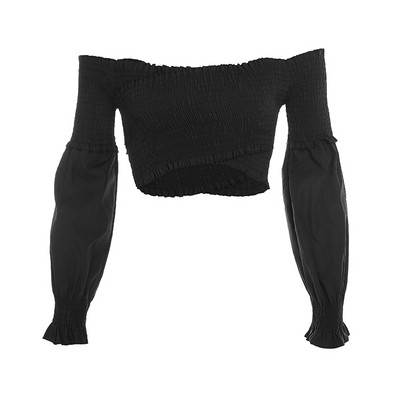 Elastīga sieviešu īsā blūze ar nolaistām piedurknēm