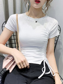 Ikdienas sieviešu t-krekls ar saitēm un apaļu kakla izgriezumu