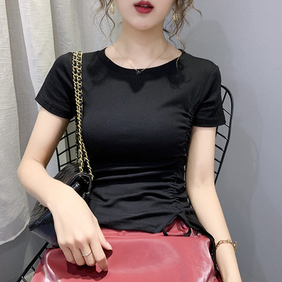 Ikdienas sieviešu t-krekls ar saitēm un apaļu kakla izgriezumu