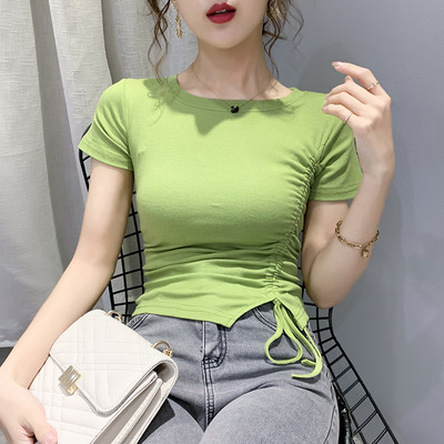 Ikdienas sieviešu t-krekls ar saitēm un apaļu kakla izgriezumu