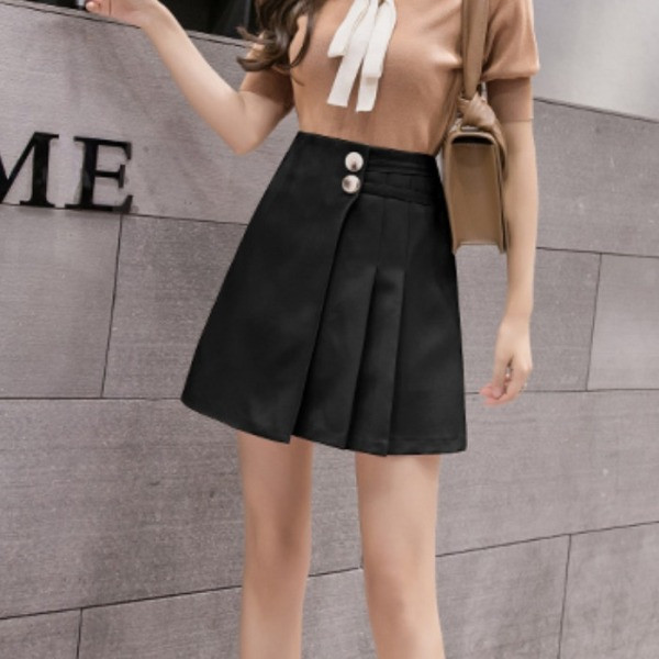 Модерна дамска пола с висока талия и елемент плисе