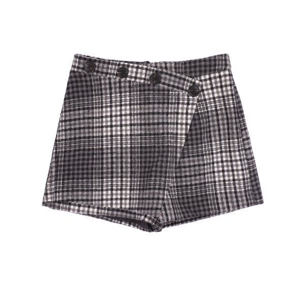 Fusta-pantaloni casual dama cu talie inalta si nasturi