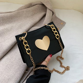 Új modell női táska hosszú láncfüllel és fém szívvel