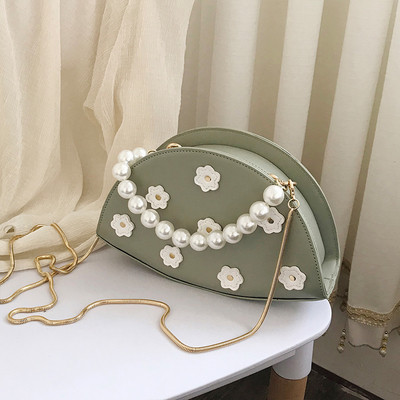 Moderna sieviešu soma ar 3D ziediem un garu ķēdīti