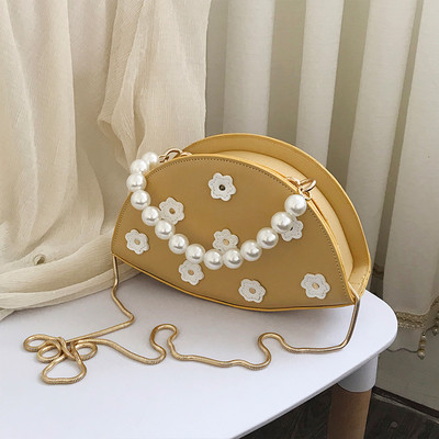 Moderna sieviešu soma ar 3D ziediem un garu ķēdīti