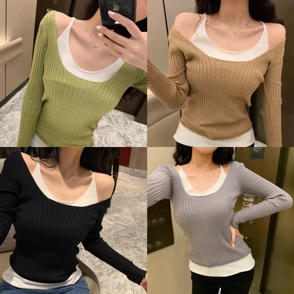 Moteriška palaidinė su nuleistomis rankovėmis ir palaidine imitacija