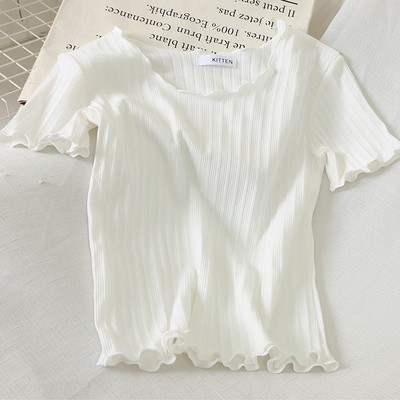 Sieviešu ikdienas blūze ar īsām piedurknēm un ovālu kakla izgriezumu