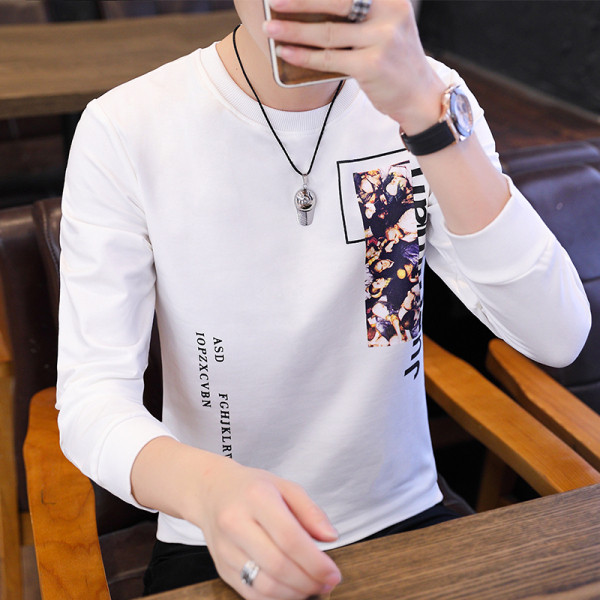 Ikdienas vīriešu blūze ar apaļu kakla izgriezumu un aplikāciju