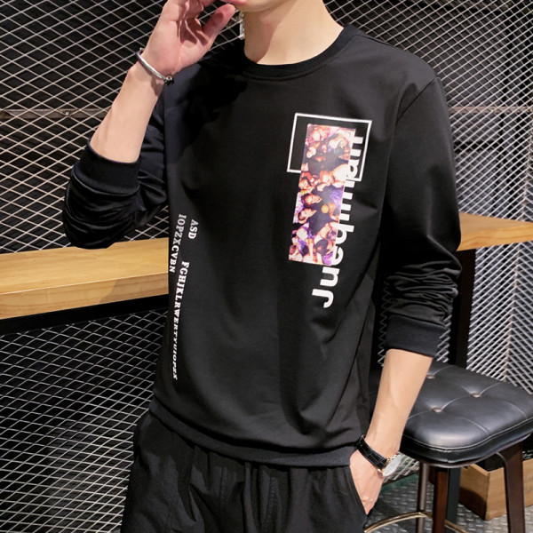 Ikdienas vīriešu blūze ar apaļu kakla izgriezumu un aplikāciju