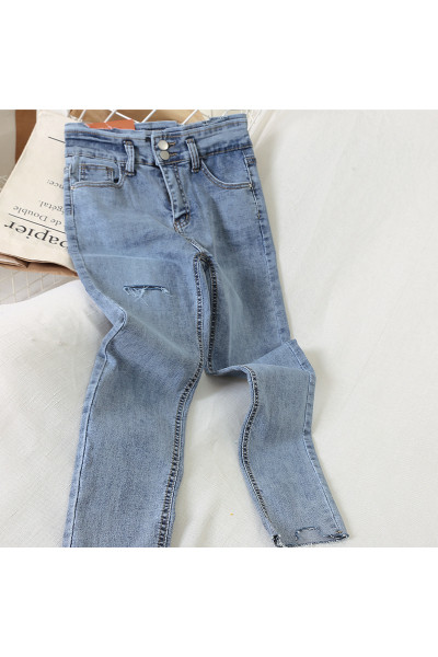 Ikdienas sieviešu garie džinsi ar augstu vidukli un kabatām