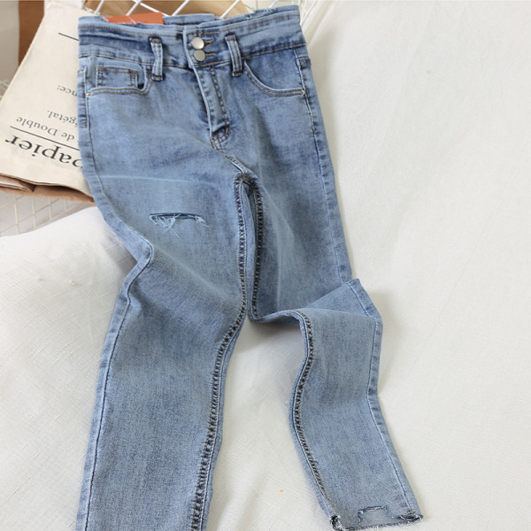 Ikdienas sieviešu garie džinsi ar augstu vidukli un kabatām