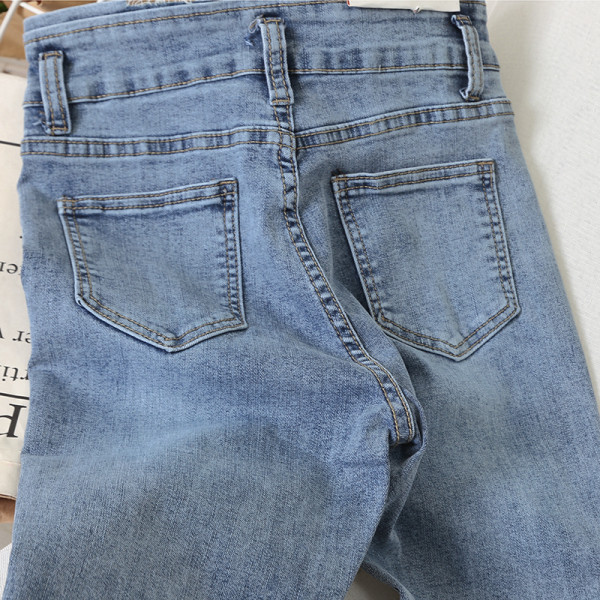 Ikdienas sieviešu garie džinsi ar augstu vidukli un kabatām