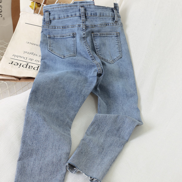 Ikdienas sieviešu garie džinsi ar augstu vidukli un kabatām