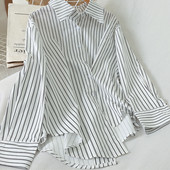 Ежедневна дамска риза с класическа яка и дълъг ръкав с копчета