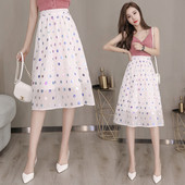 Fusta de dama casual model nou cu talie inalta cu buline