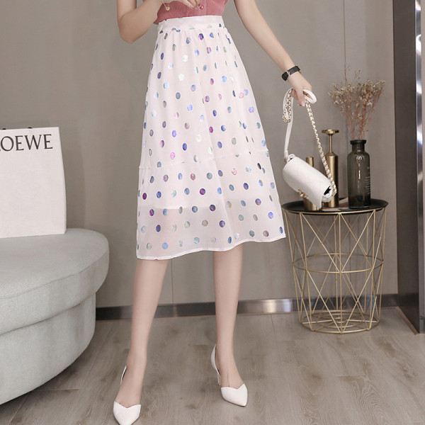 Fusta de dama casual model nou cu talie inalta cu buline