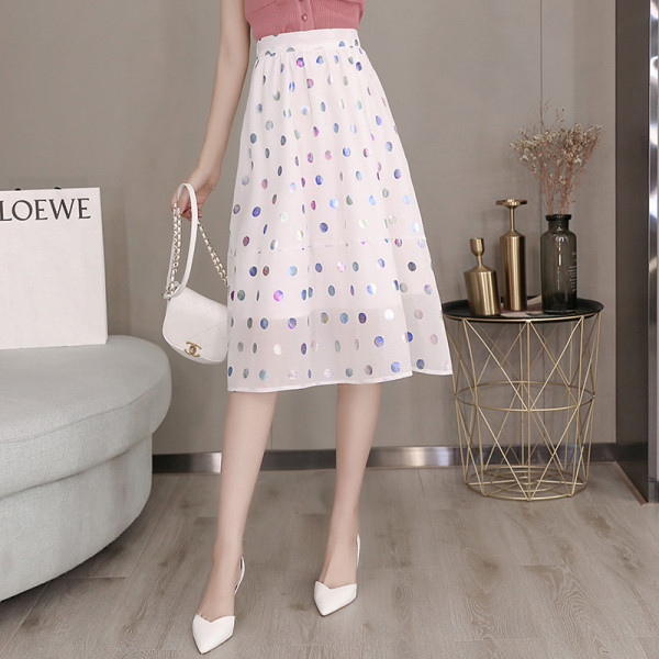 Fusta de dama casual model nou cu talie inalta cu buline