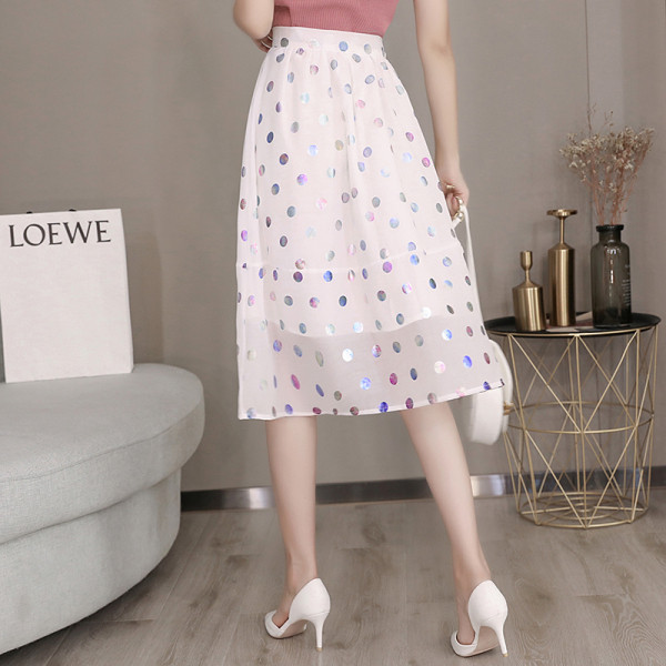 Fusta de dama casual model nou cu talie inalta cu buline