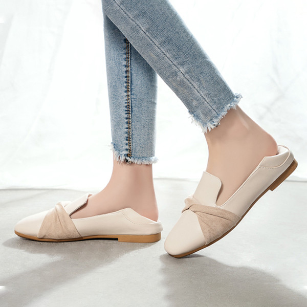 Casual ženske cipele s ravnim potplatom od eko kože u bež boji