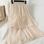 Дамска ежедневна пола с висока талия и  дантела