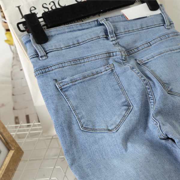 Blugi lungi casual de dama cu talie inalta - model drept