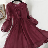 Sieviešu ikdienas kleita ar 3/4 piedurknēm un kaklasaites