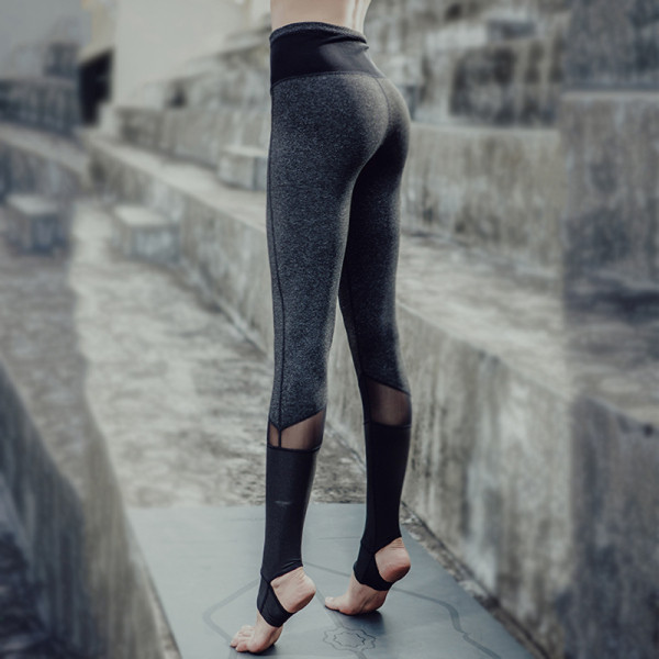 Greitai džiūstantys moteriški antblauzdžiai aukštu juosmeniu, kirptu kulnu ir tinkleliu