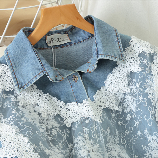 Дамска ежедневна риза с класическа яка и дантела