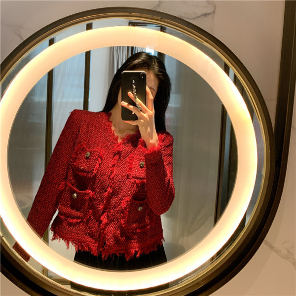 Retro női rövid kabát zsebekkel