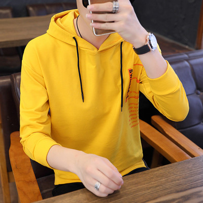 Vīriešu ikdienas blūze ar kapuci un garām piedurknēm