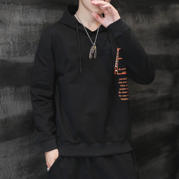 Vīriešu ikdienas blūze ar kapuci un garām piedurknēm