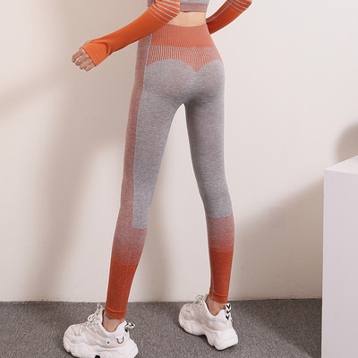 Paksust ja elastsest kangast kõrge vöökohaga kahevärvilised sportlikud naiste retuusid