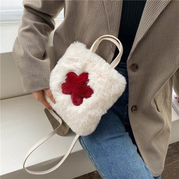 Kvadrātveida sieviešu dūnu soma ar diviem rokturiem baltā krāsā