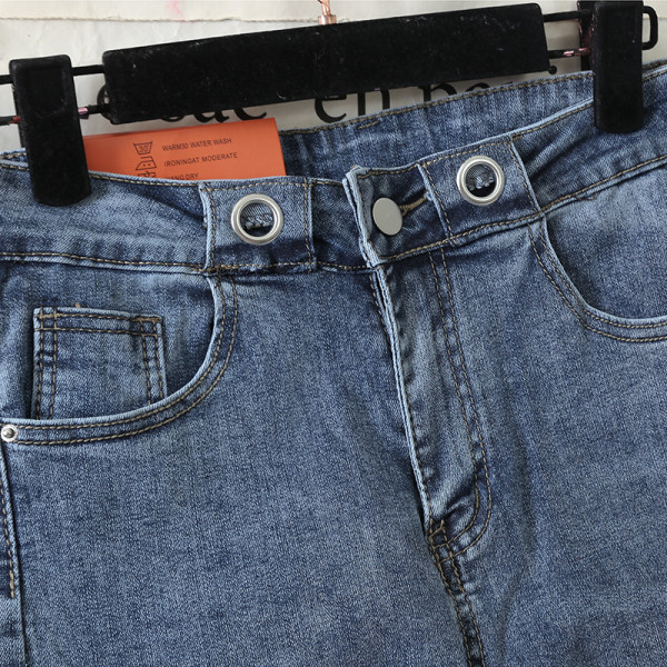 Sieviešu gari plati džinsi ar augstu vidukli zilā krāsā