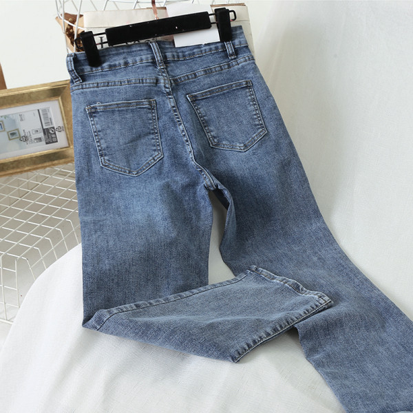 Sieviešu gari plati džinsi ar augstu vidukli zilā krāsā