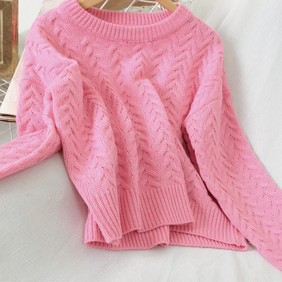 Pulover de dama tricotat cu maneci lungi si decolteu oval