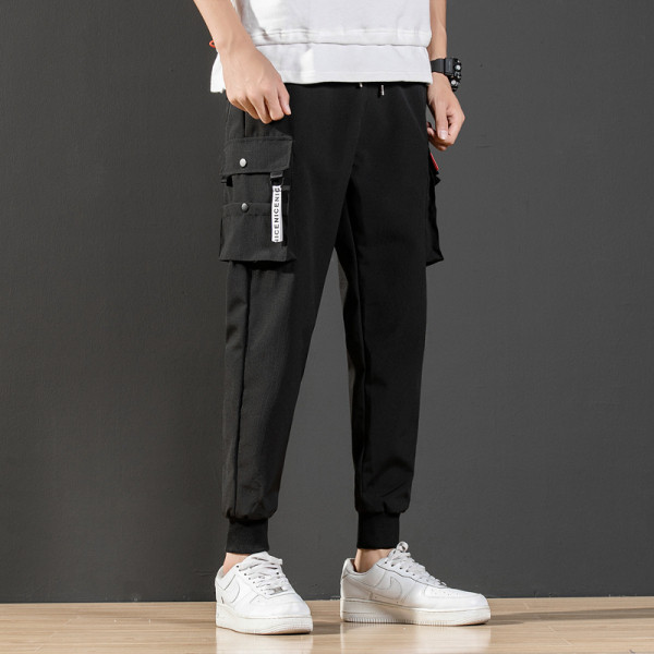 Модерен мъжки панталон с джобове и връзки