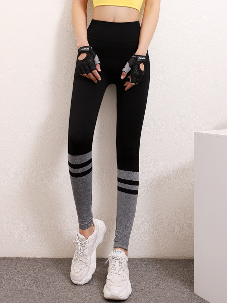 Jambiere sport în două culori, cu talie înaltă și inscripții