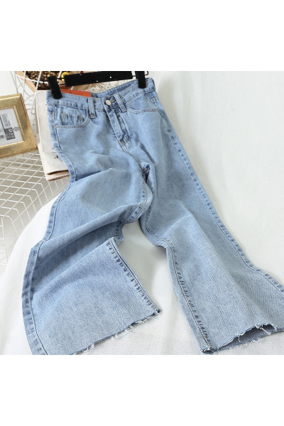 Moodsad naiste pikad laiad kõrge vöökohaga teksad