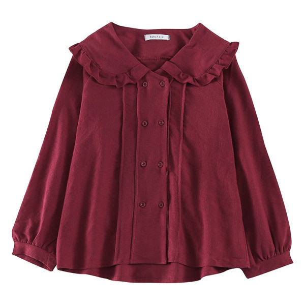 Sieviešu ikdienas plats krekls ar špica kakla izgriezumu, pogām un garām piedurknēm