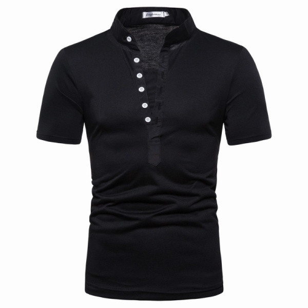 Alkalmi férfi póló magas gallérral és mély nyakkivágással