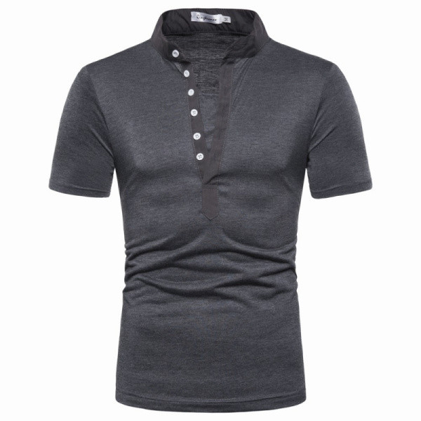 Alkalmi férfi póló magas gallérral és mély nyakkivágással